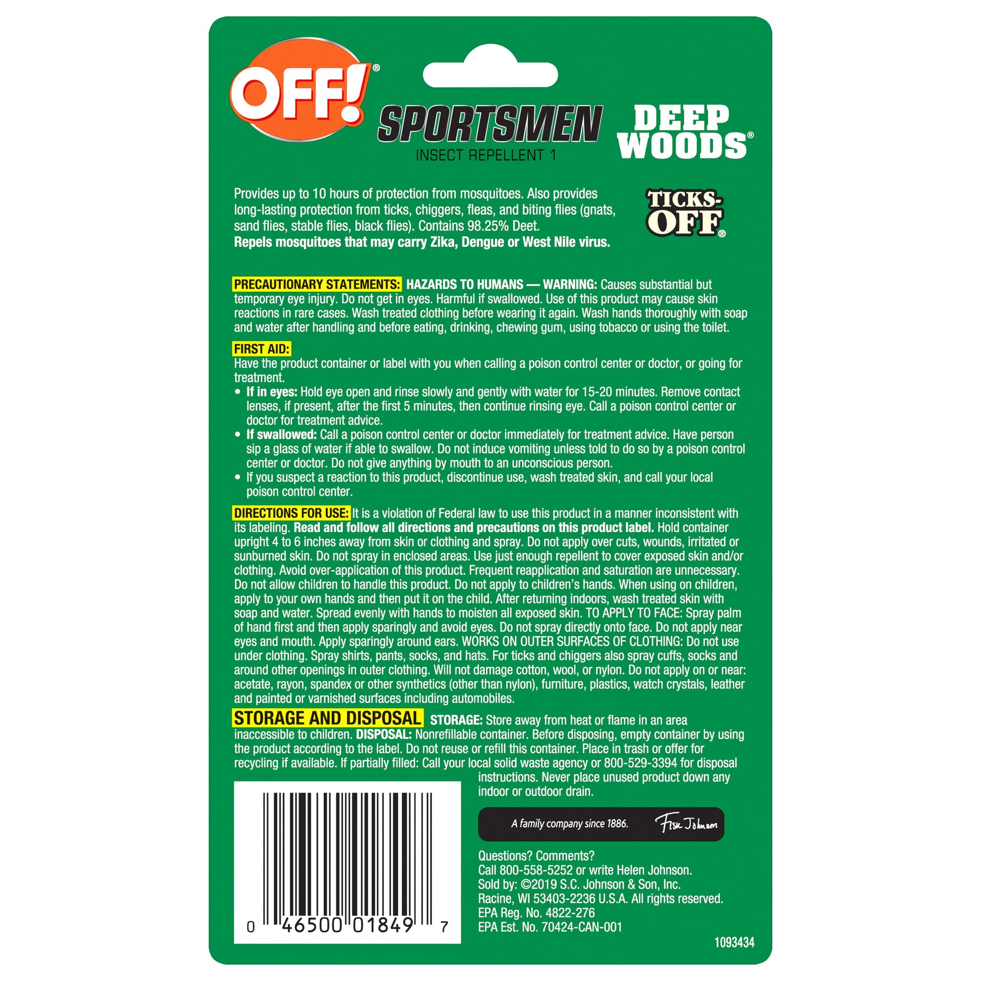 Insect Repellent, Mosquito Bug Spray, 1Oz Pump