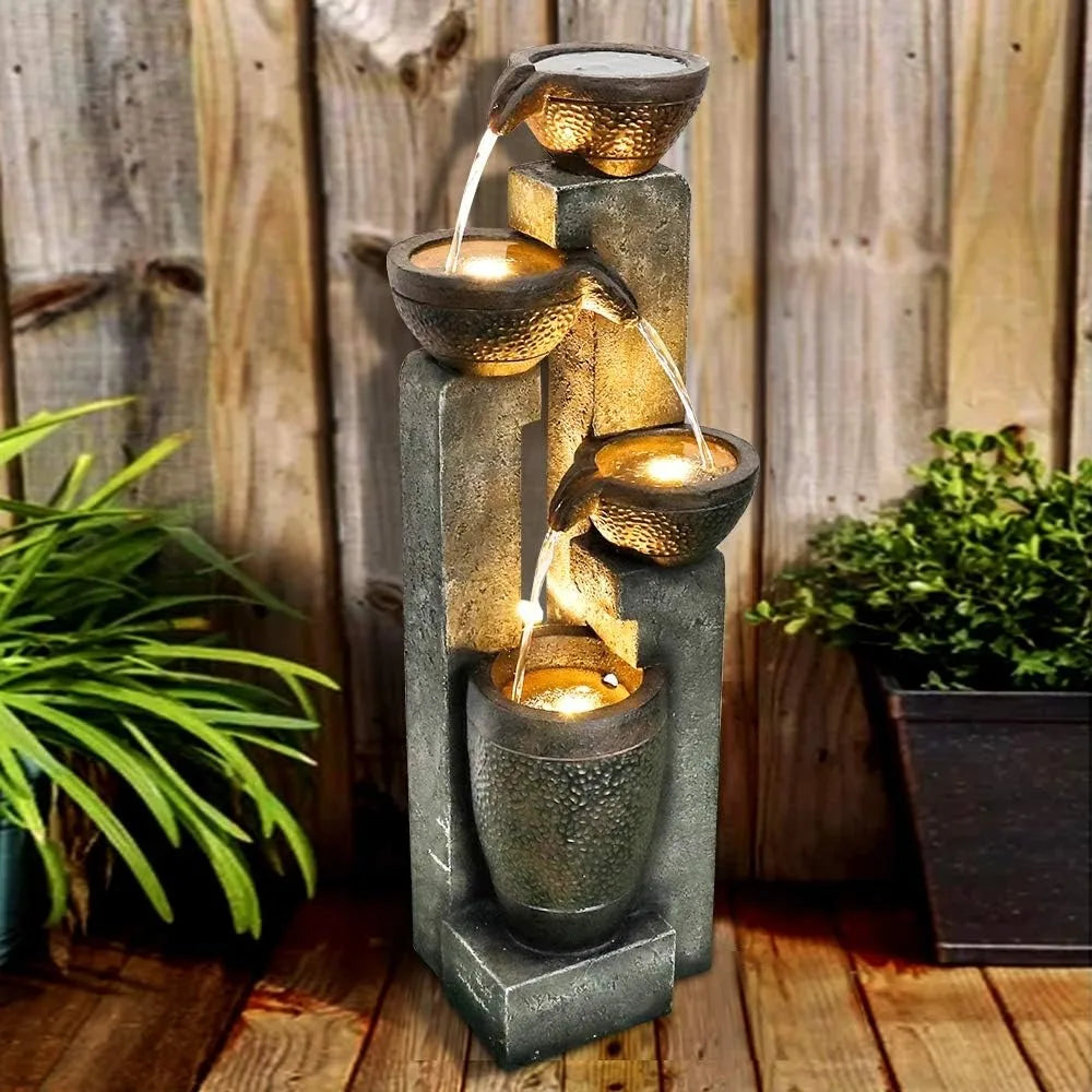 4-Tier Outdoor Garden Water Fountain for Backyard and Home Decor