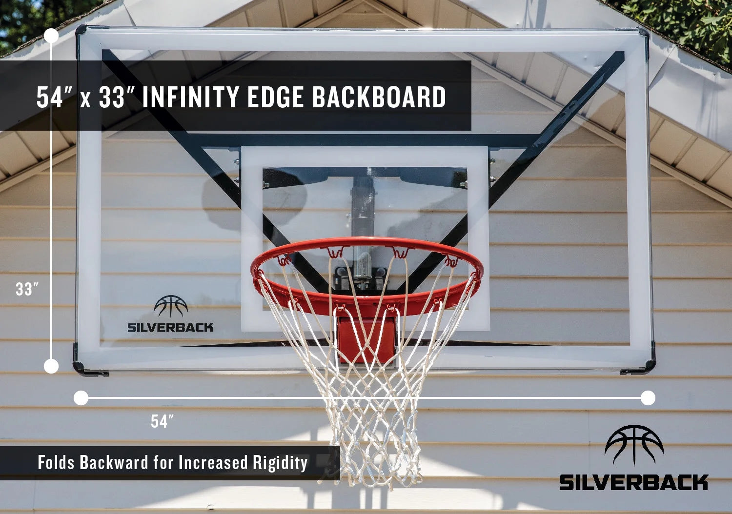 Silverback SBX 54" Wall Mounted Adjustable-Height Basketball Hoop with Quick Play Design