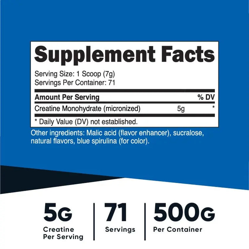 Nutricost Creatine Monohydrate Nutritional Supplement Powder (Blue Raspberry), 17.9 Oz