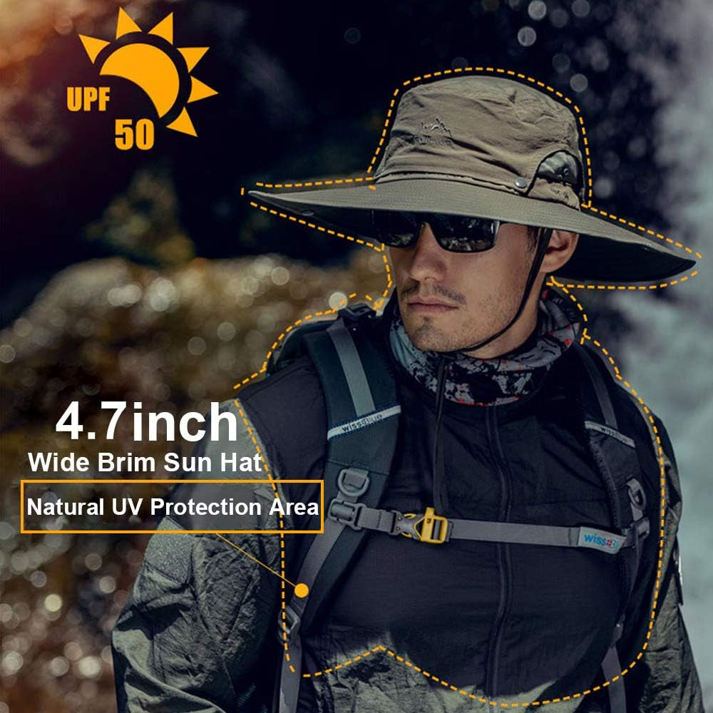 Wide Brim Sun Hats with Waterproof Breathable Material for Fishing, Hiking, and Camping - Suitable for Men, Women, and Kids