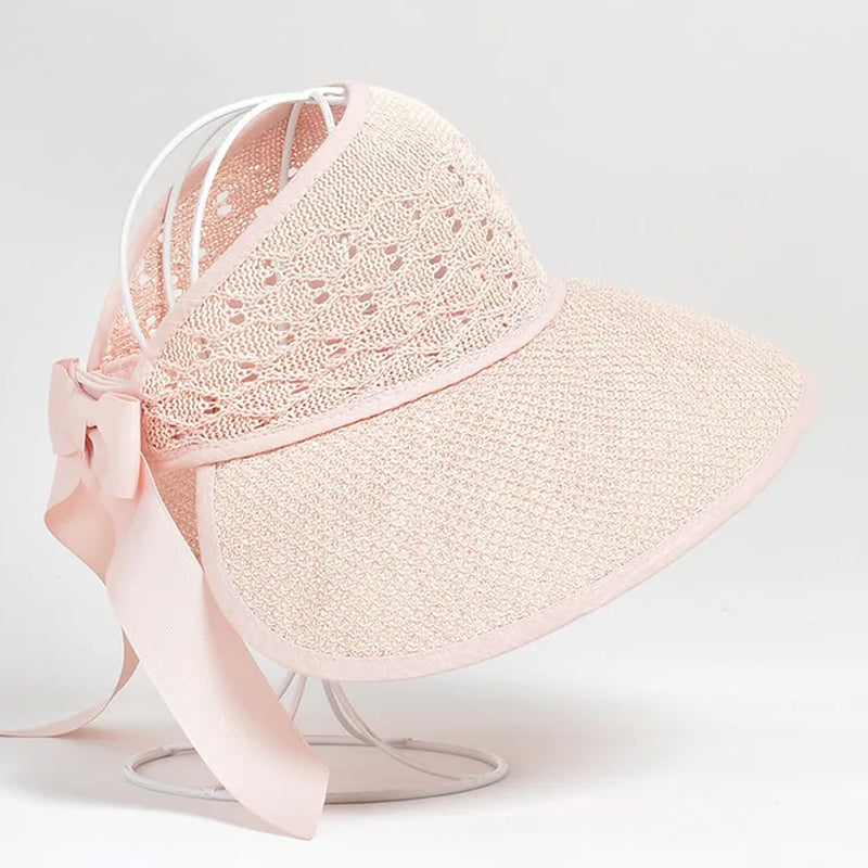 Summer Female Sun Hats Big Brim Classic Bowknot Foldable Fashion Straw Hat Casual Outdoor Beach Cap for Women UV Protected Hat