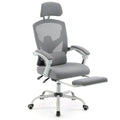 Sweetfurniture Ergonomic Office Chair Reclining Office Chair with Foot Rest, High Back Computer Desk Chair Mesh Swivel Rolling Task Chair with Lumbar Support Pillow, Adjustable Headrest, Padded Armrests