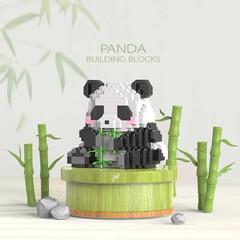 Creative DIY Assemable Animal Cute MINI Chinese Style Animal Panda Building Block Educational Boy Toys for Children Model Bricks