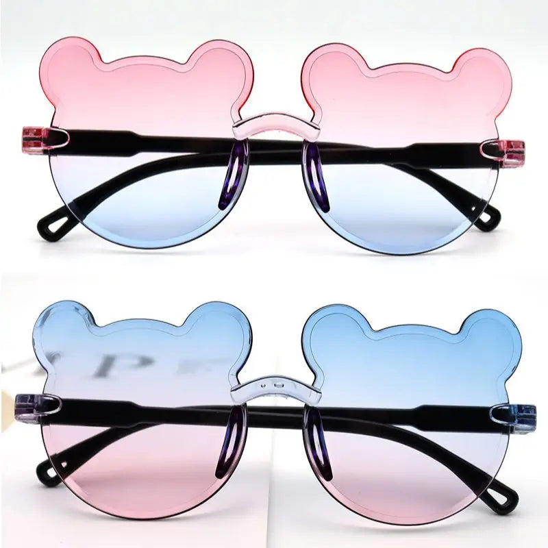 Trendy Girls Cartoon Eyeglasses Shades Driver Anti-Glare Boys Fashion Outdoor Children Glasses Kids Sun Sunglasses Bear Shape