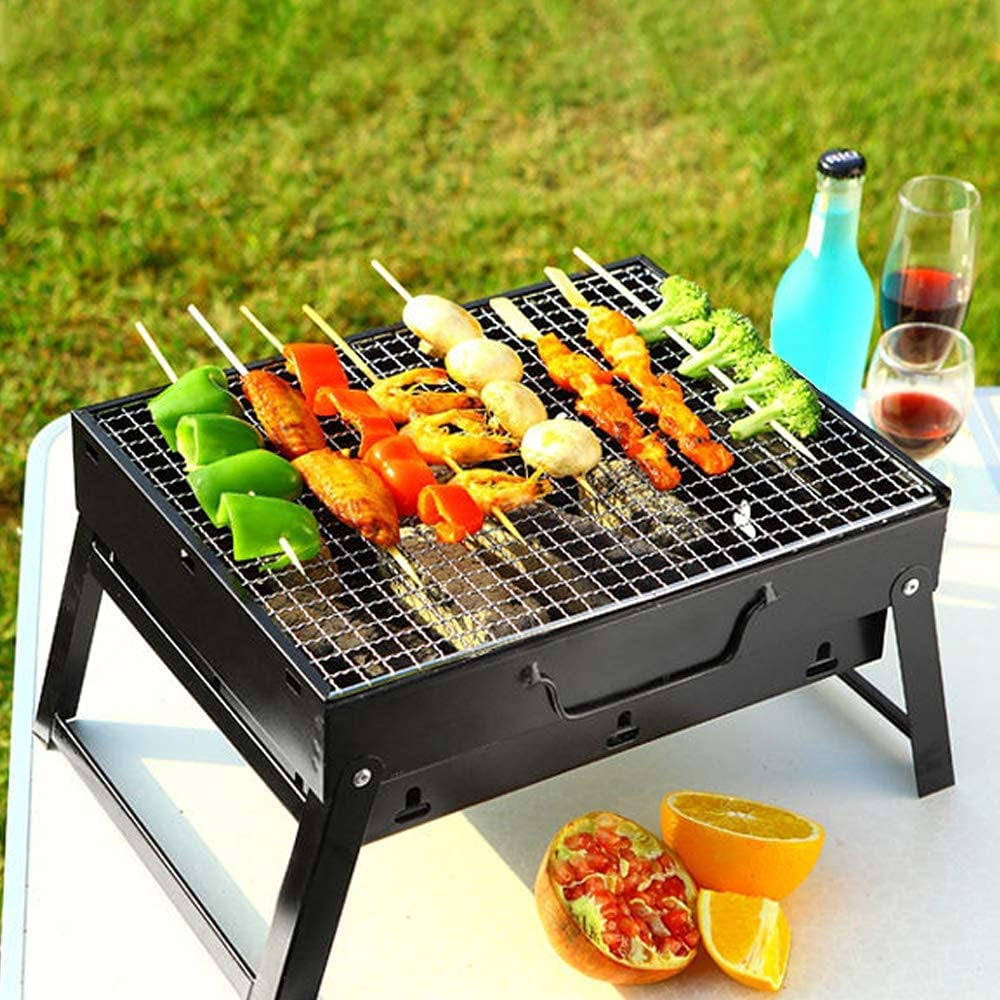 Portable Folding BBQ Grill for Outdoor Cooking - Compact Charcoal Barbecue Grill for Camping, Hiking, Picnics, and Travel