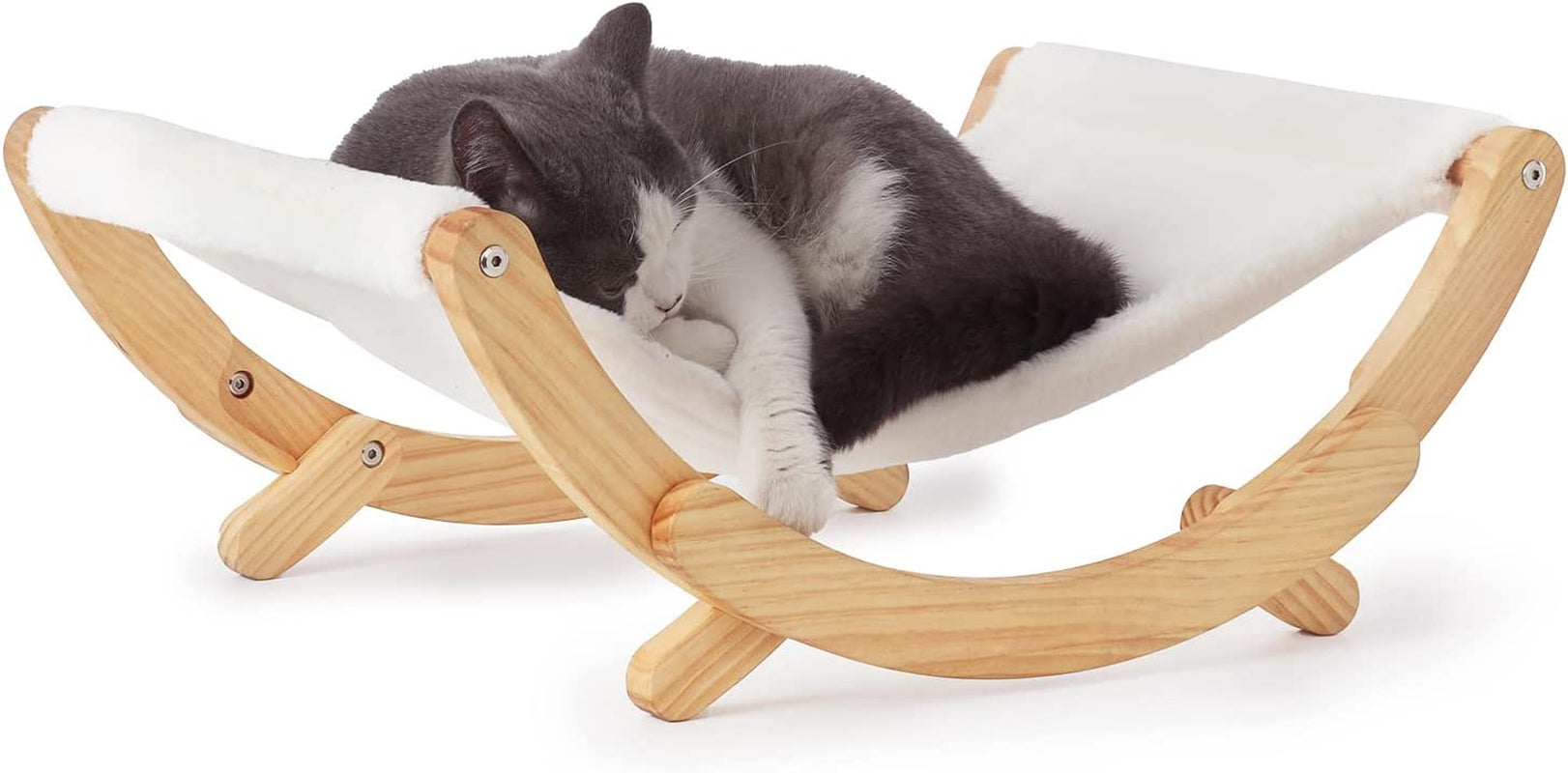 Elevated Cat Hammock Swing Chair for Indoor Cats - White