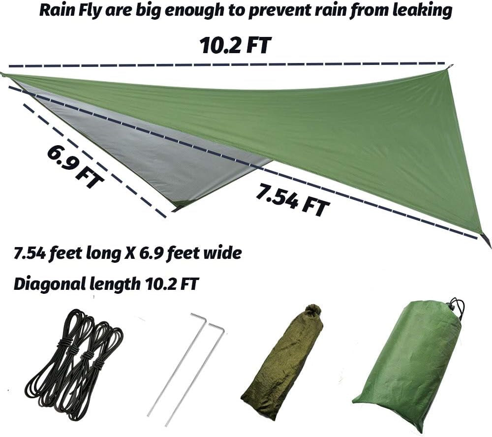 Outdoor Camping Hammock with Mosquito Net and Rain Fly - Portable Bug Net Hammock Tent for Hiking, Backpacking, and Travel - Camping Accessories and Gear