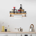 Rustic Wood Floating Shelf with Towel Rack - Perfect for Kitchen and Bathroom