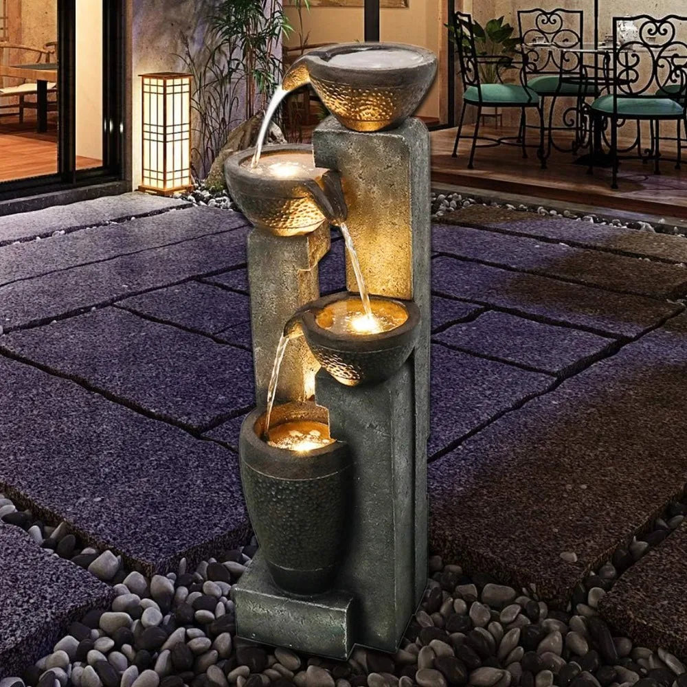 4-Tier Outdoor Garden Water Fountain for Backyard and Home Decor