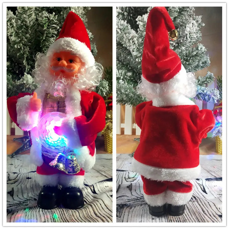 Creative Christmas Gifts 30Cm Dancing Santa Claus Bright Belly Christmas Music Box with Music Christmas Kids Toys Decorations