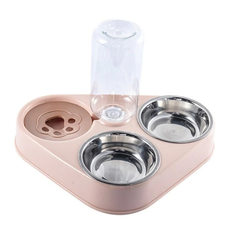 High Quality 500ML Pet Feeder Bowl with Dog Water Bottle Automatic Drinking Pet Bowl Cat Food Bowl Pet Stainless Steel Double 3 Bowl