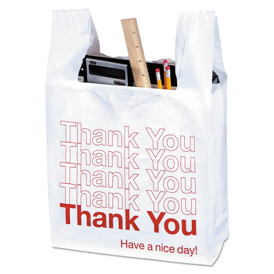 Garvey "Thank You" Bags Printed Plastic .5Mil 11 X 22 White 250/Box 063036